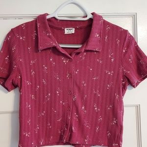 Floral Button Up Summer Top (Colour: pink, Brand: Cotton:on)